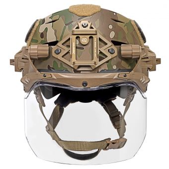 EXFIL Face Shield Installed on the EXFIL Carbon MultiCam